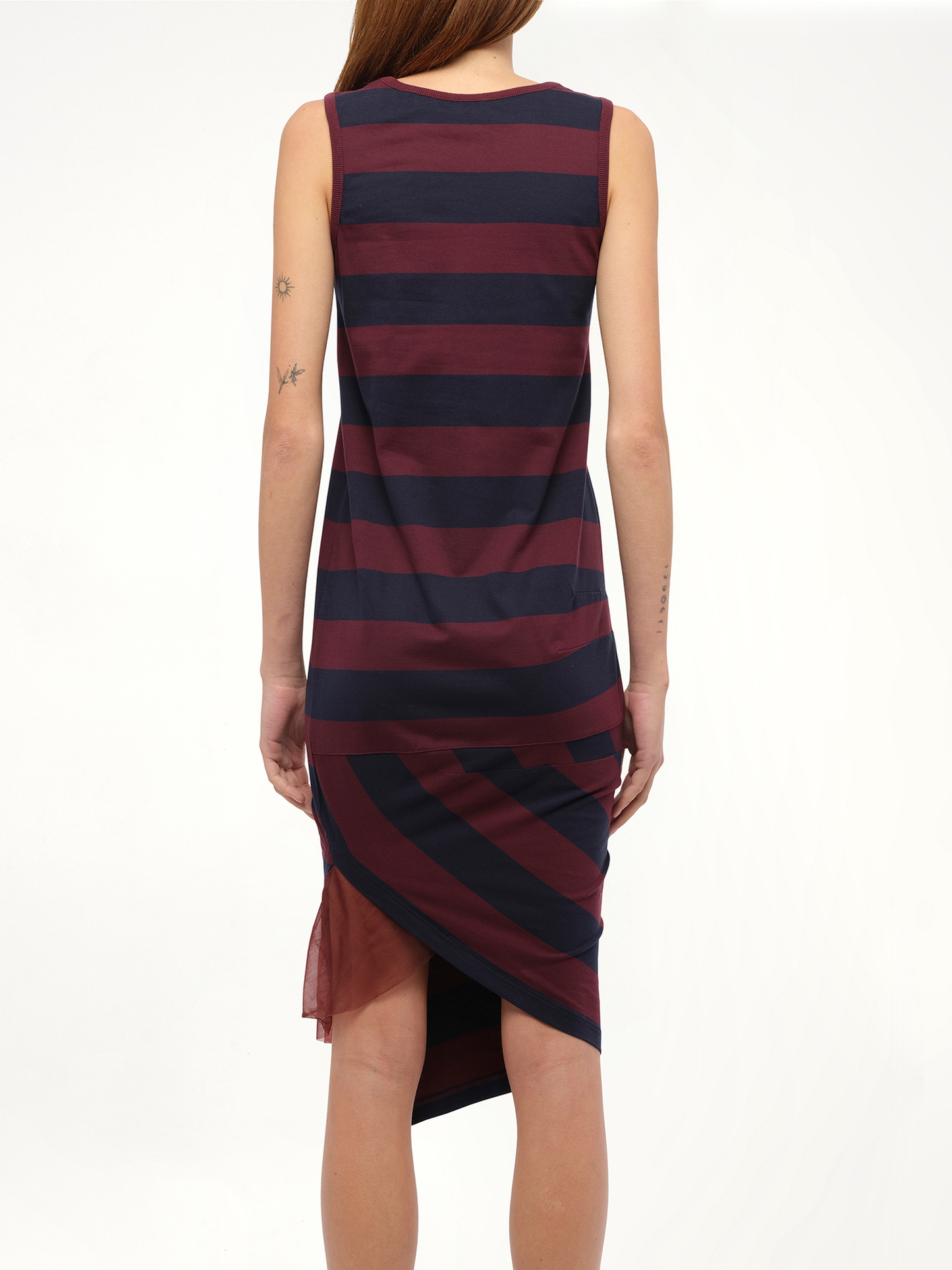 Stripe Jersey Dress in Navy/Red