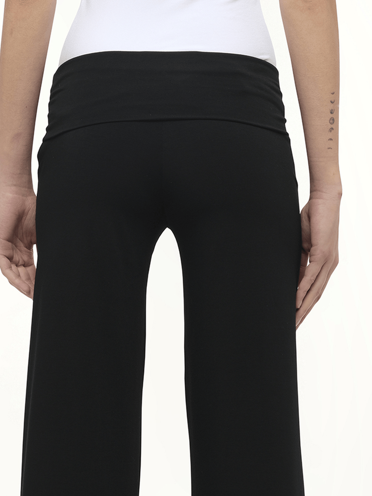 Afternoon Stretch Series - Folded High Waisted Pants in Black