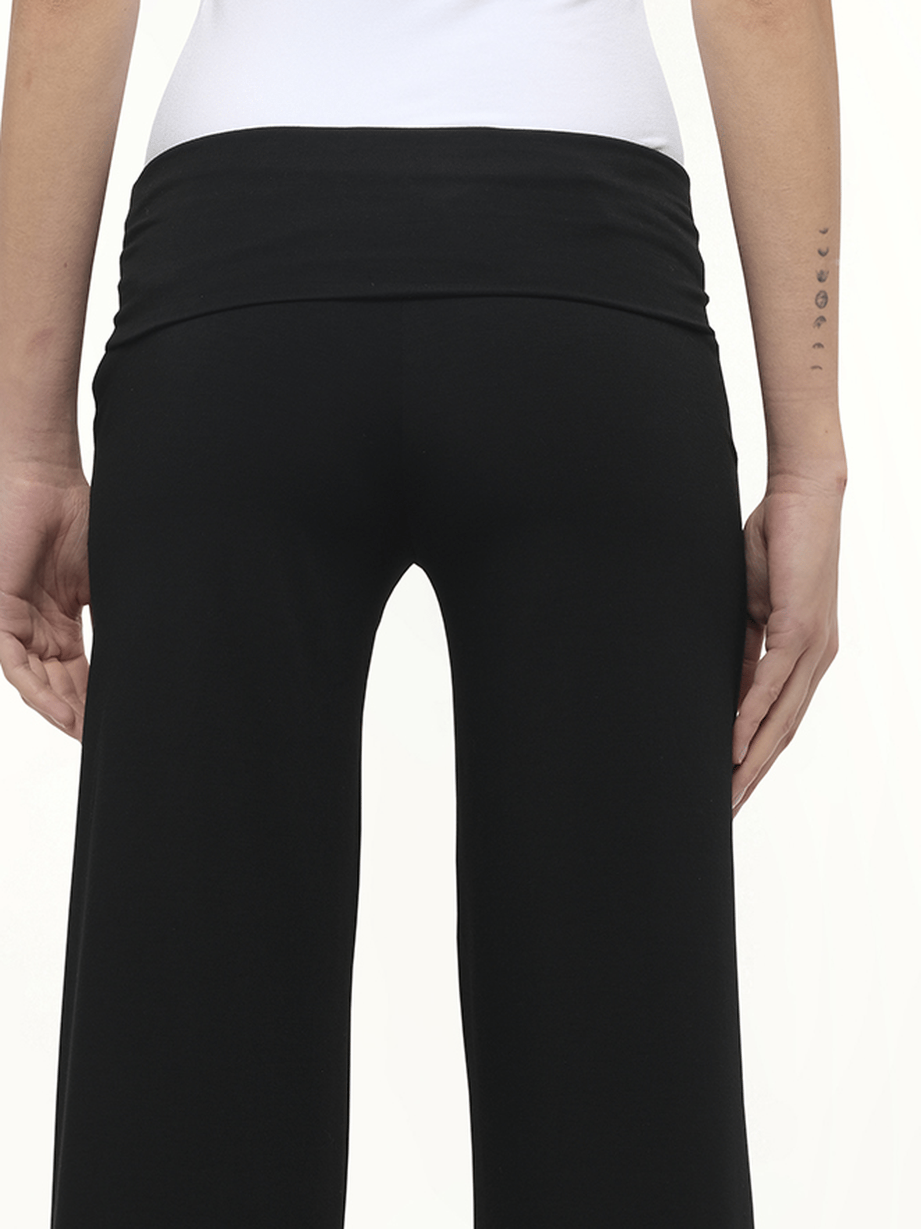 Afternoon Stretch Series - Folded High Waisted Pants in Black