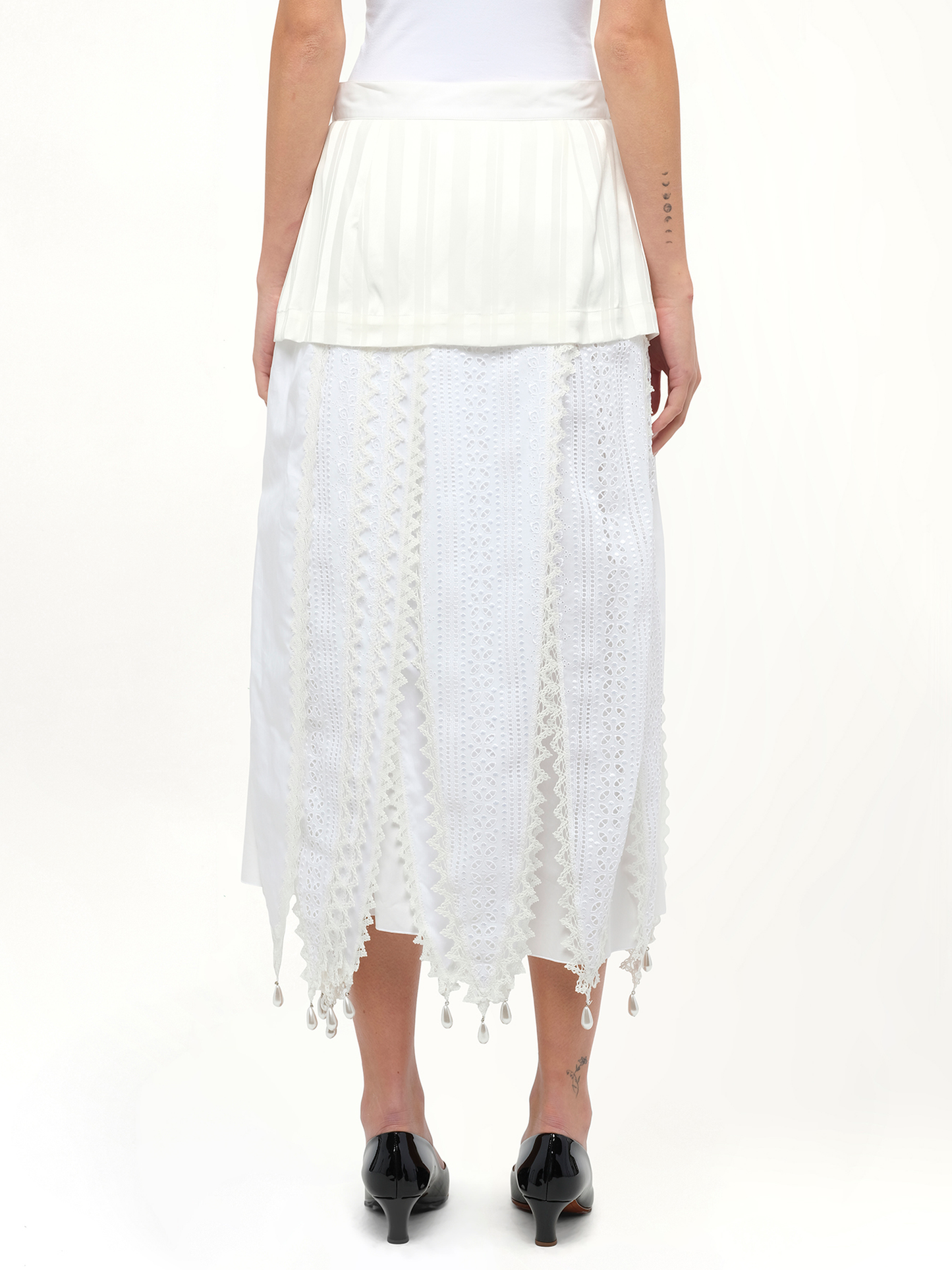 Lace Petal Skirt in White