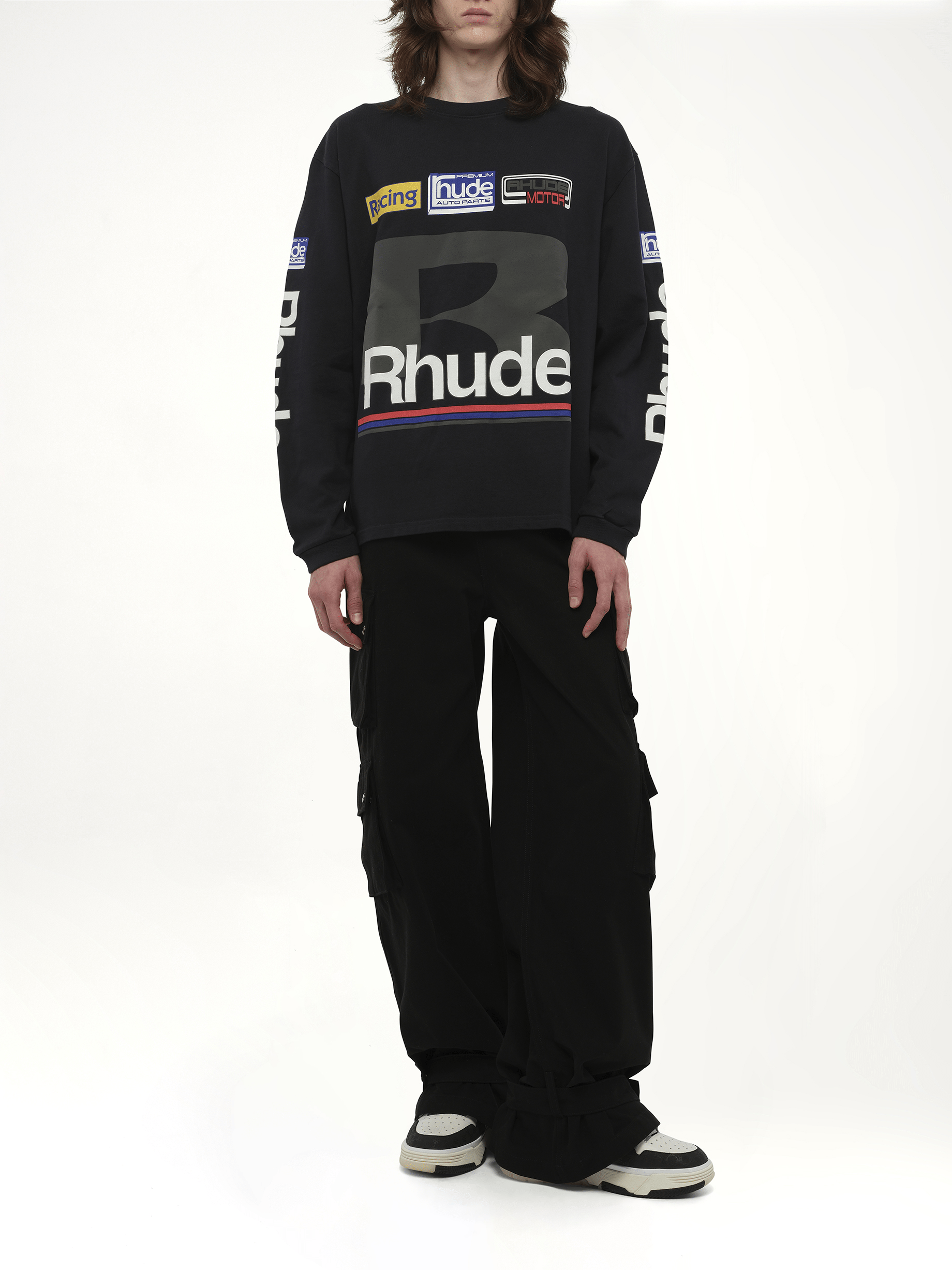 Rhude Petrol Patch Long Sleeve T-Shirt in Vintage Black