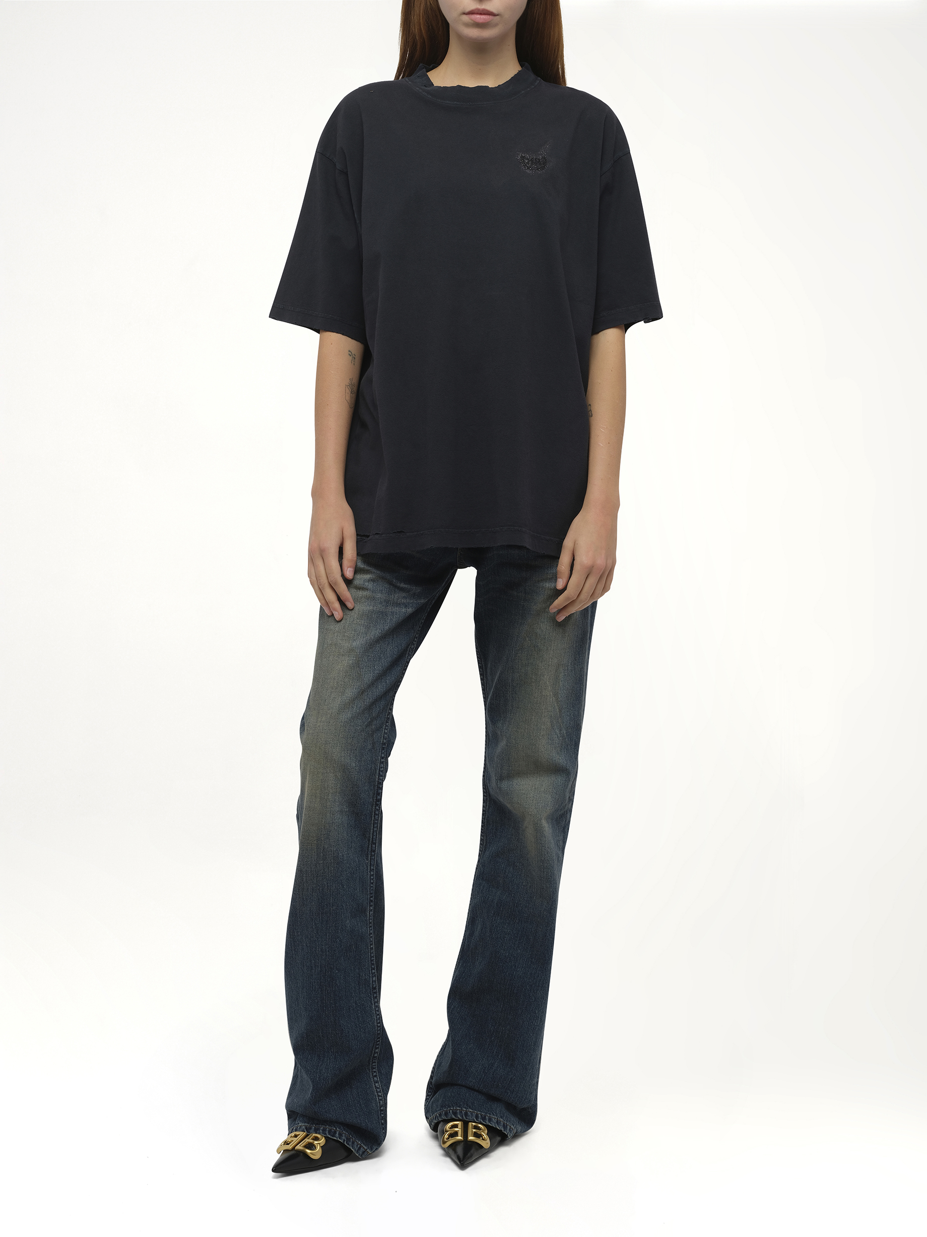 Balenciaga Nail Polish Medium Fit T-Shirt in Faded Washed Black