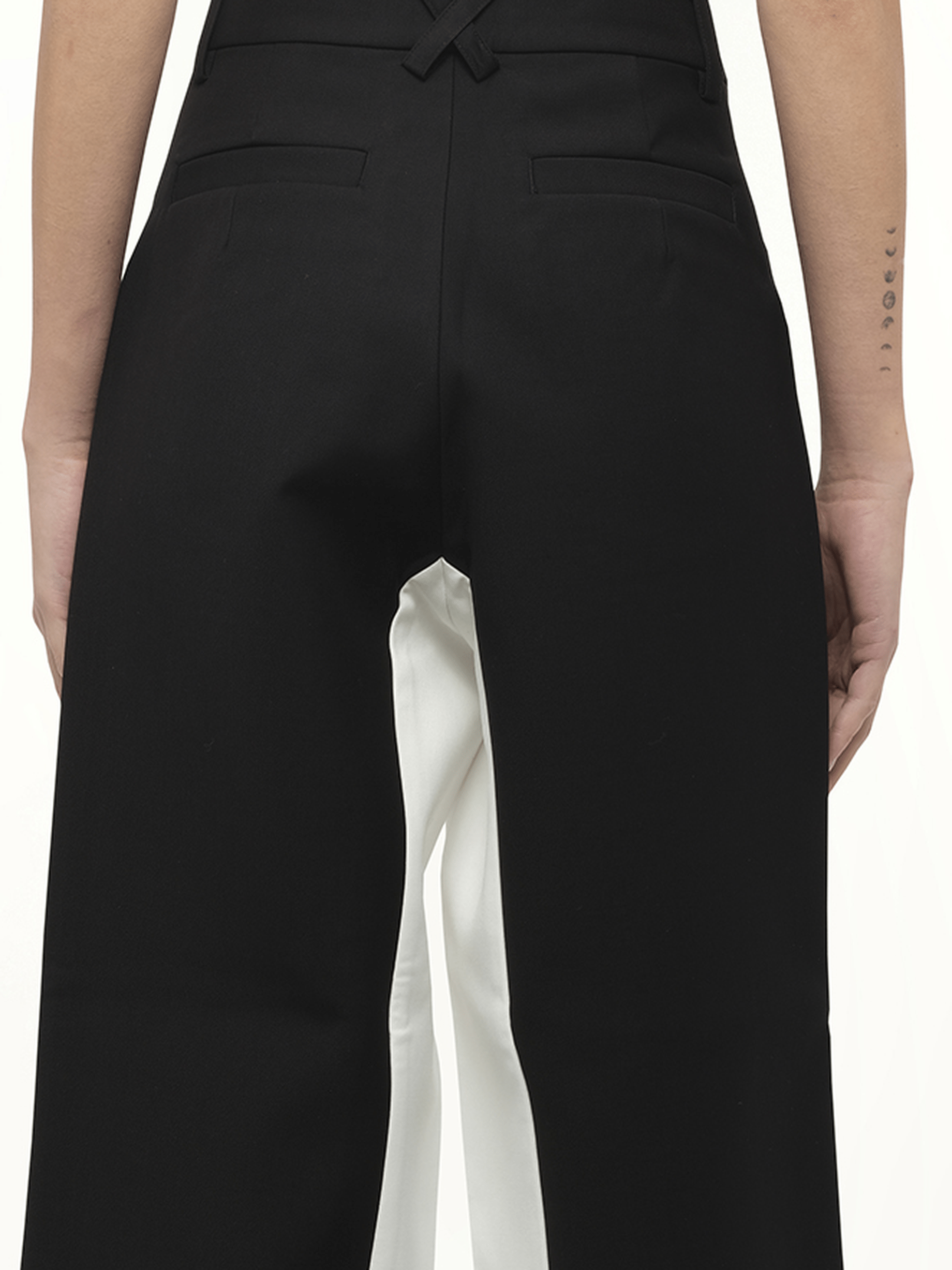 Black & White Stitched Suit Pants in Black