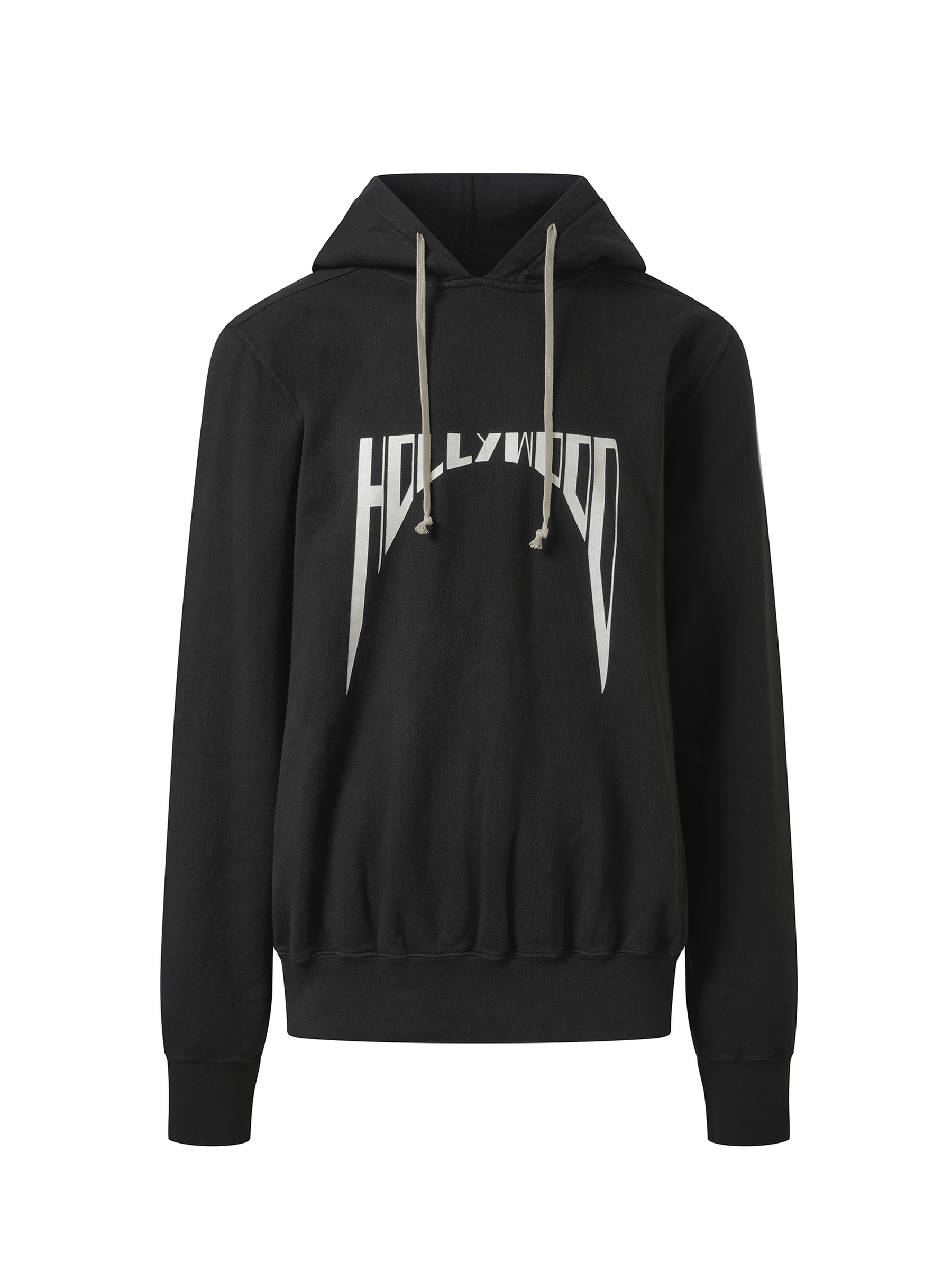 Rick Owens Drkshdw Hollywood Curved Print Oversized Hoodie in Black/Milk
