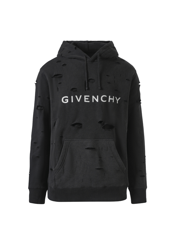 Givenchy Archetype Hoodie with Destroyed Effect in Faded Black