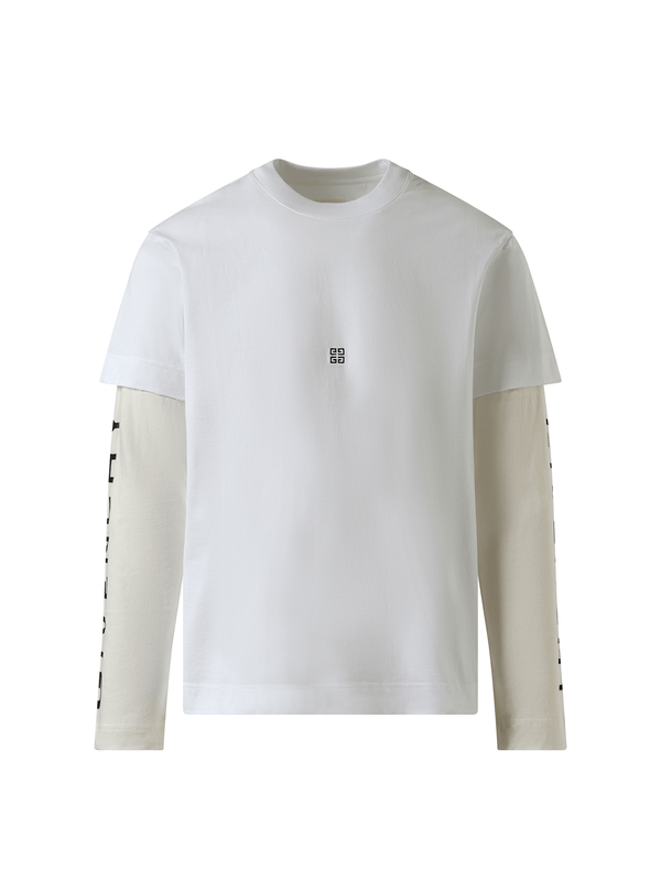 Givenchy Multi Layer Jersey Long Sleeve T-Shirt in White/Ecru