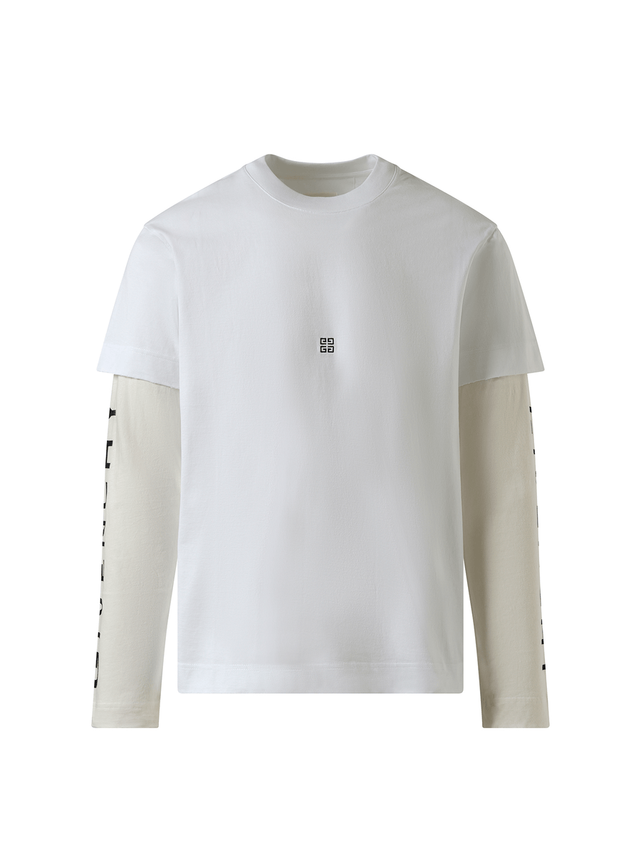 Givenchy Multi Layer Jersey Long Sleeve T-Shirt in White/Ecru