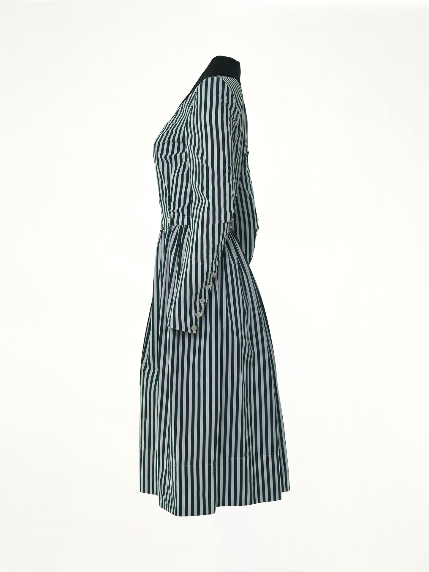 Long Stripe Shirt Dress in White