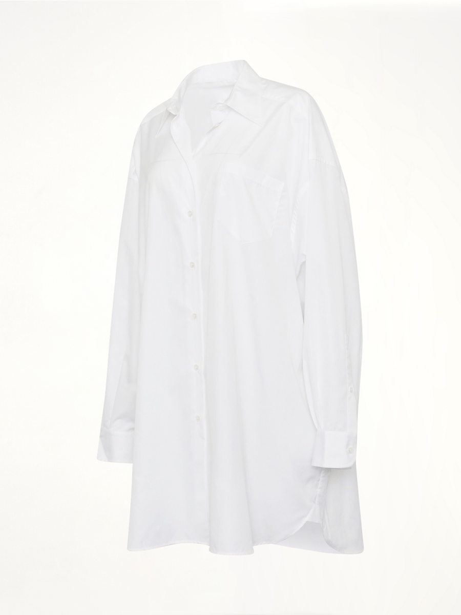 Oversize Cotton Shirt Dress in White