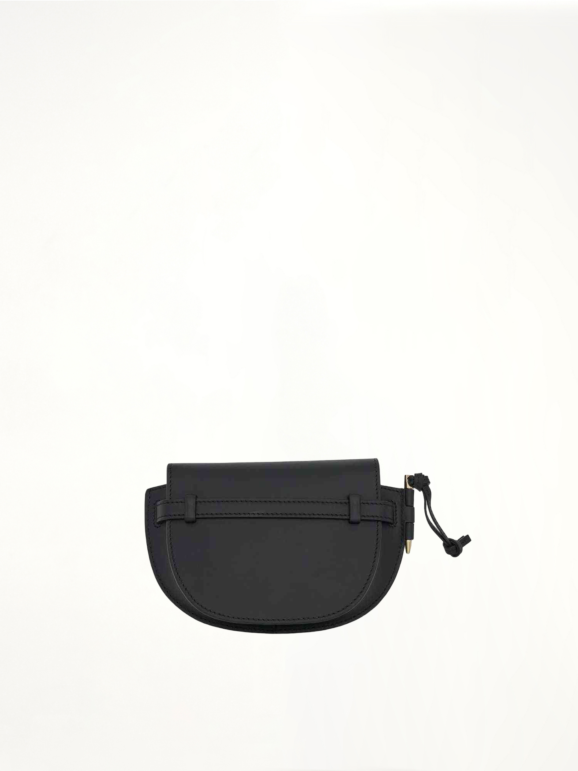 Mini Gate Dual Bag in Soft Calfskin and Jacquard Strap in Black