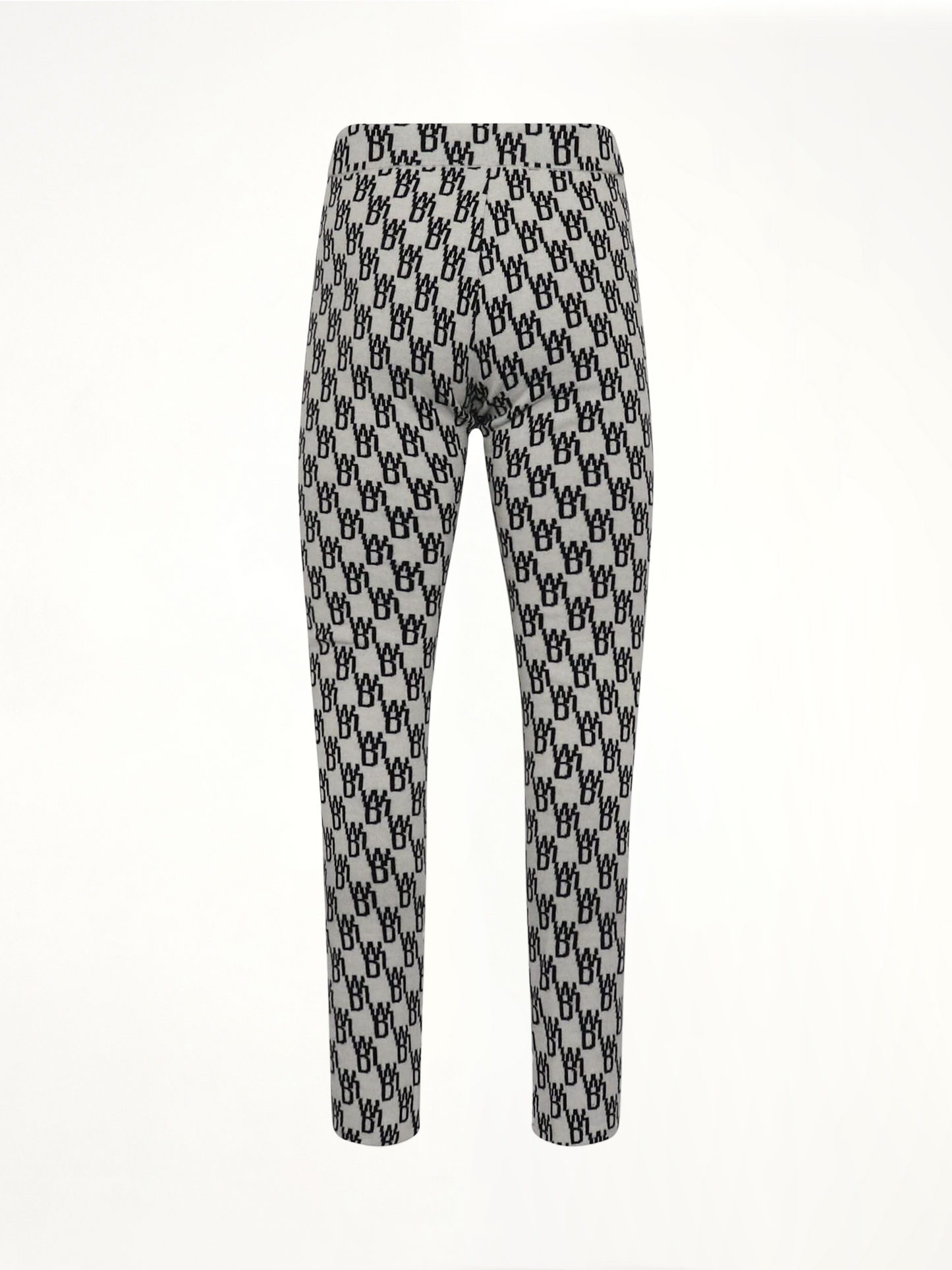 Fitted Knit Side Open Jacquard Trouser in Ivory