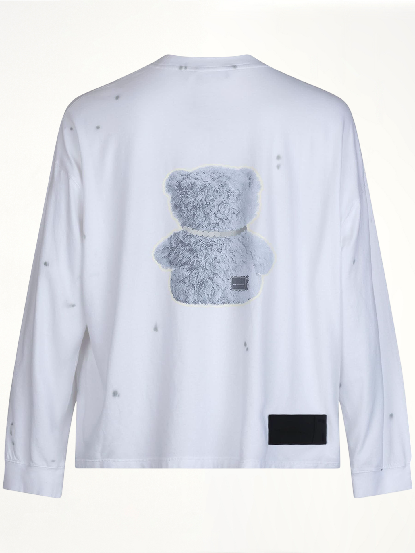 Pearl Necklace Teddy Long Sleeve T-Shirt in White