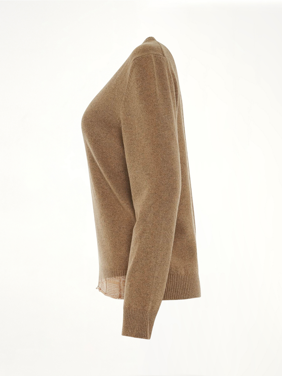 Knit V Neck Pullover in Beige
