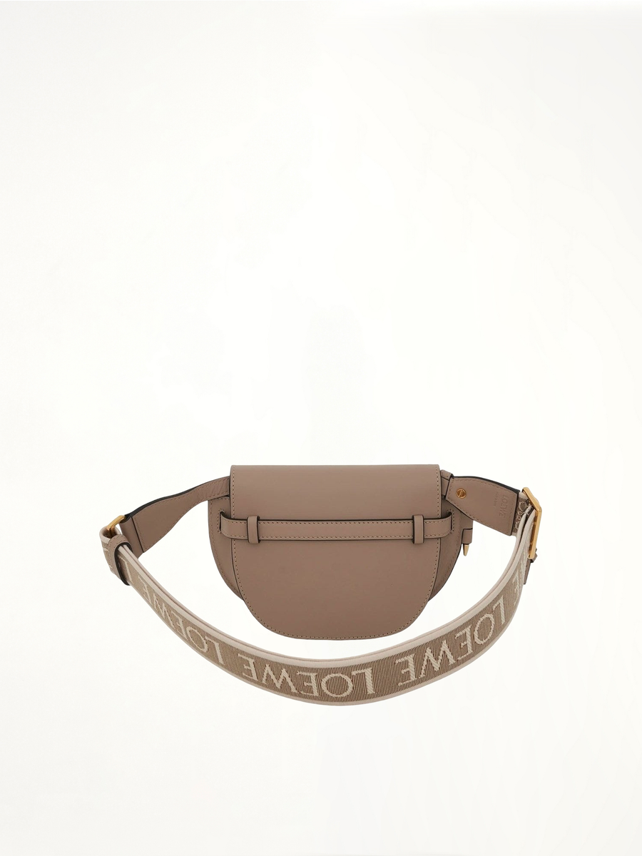 Mini Gate Dual Bag in Soft Calfskin and Jacquard Strap in Sand