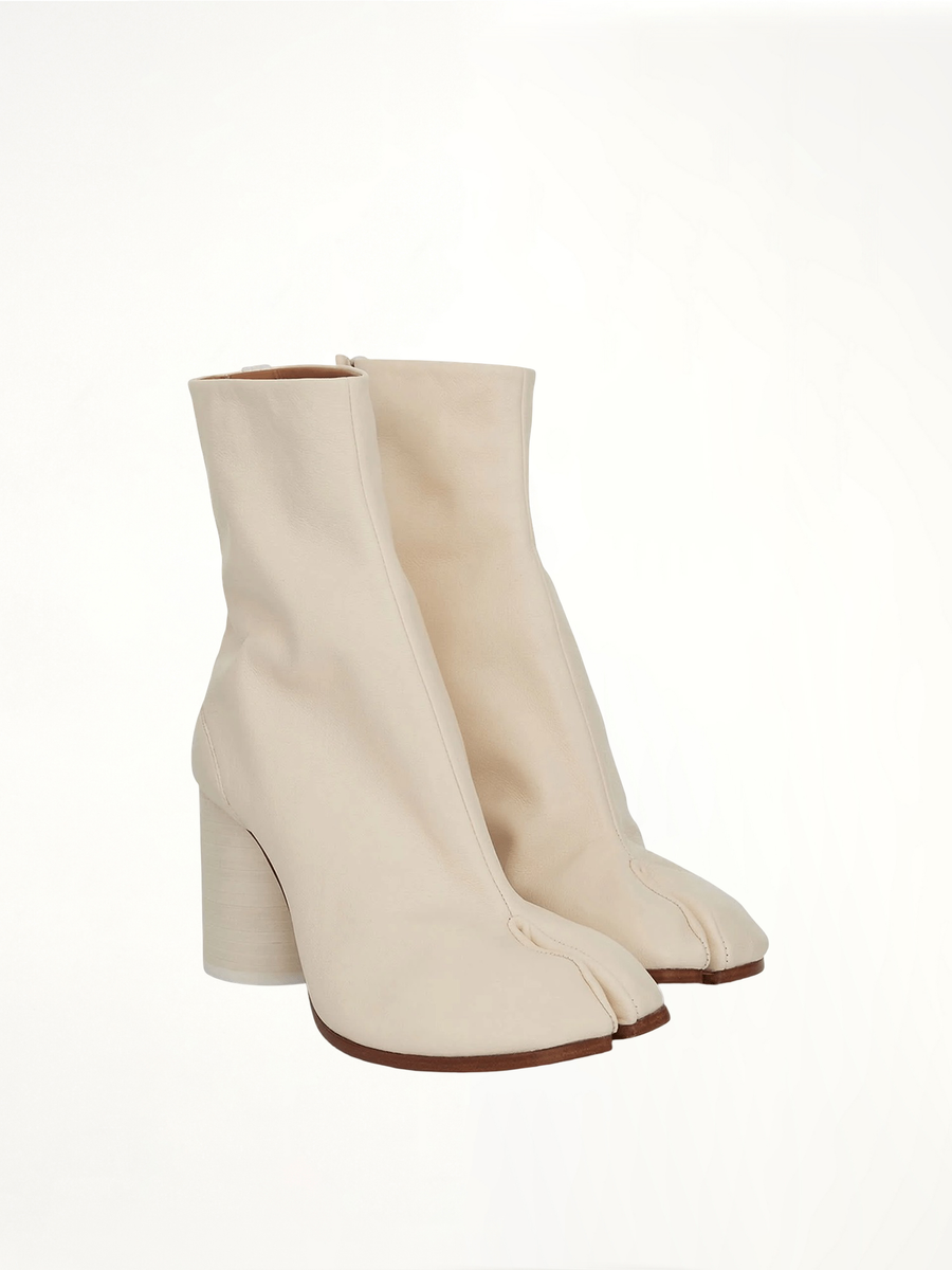 Tabi Ankle Boots 8cm Heel in White Front View | MAISON MARGIELA