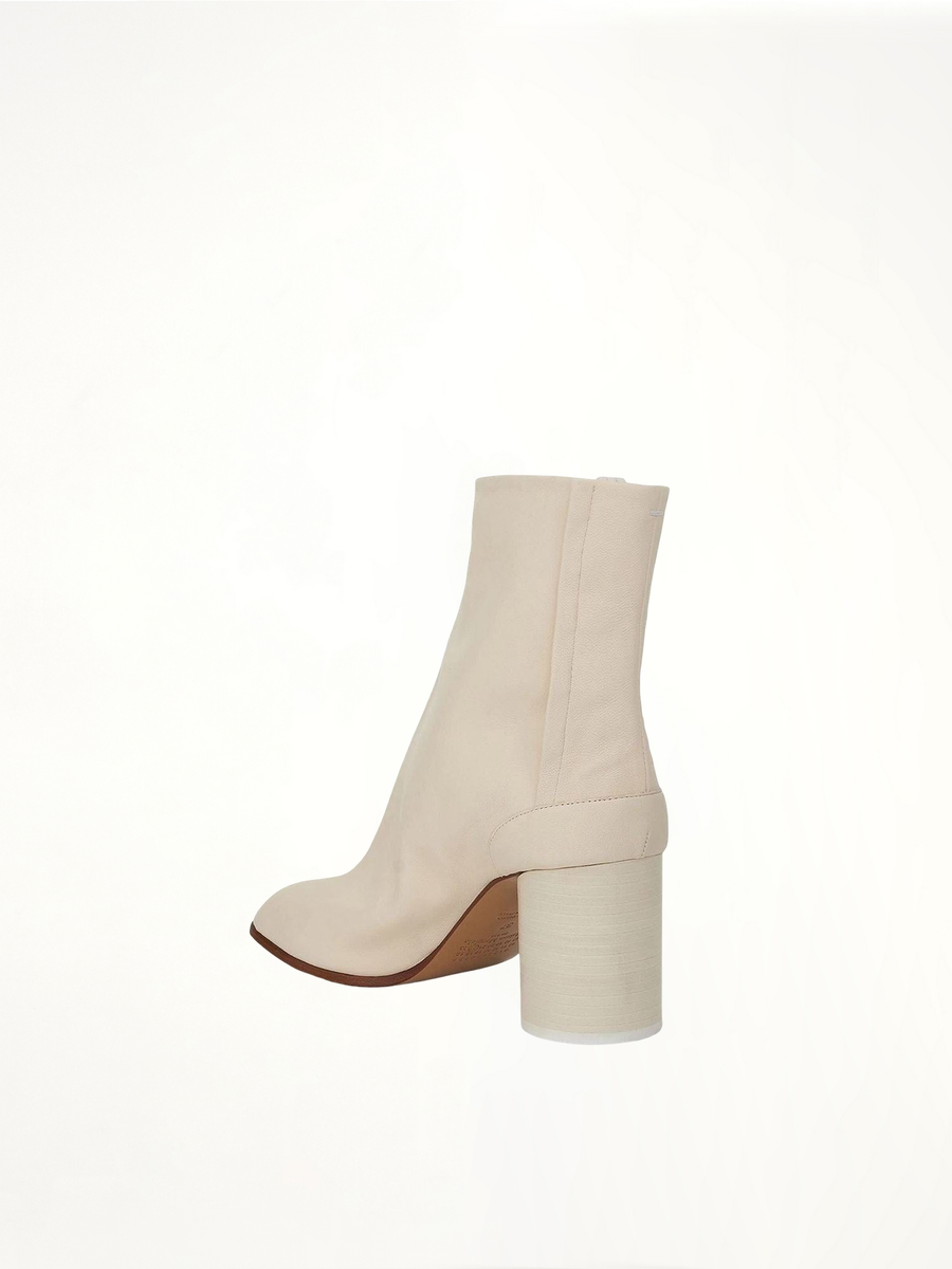 Tabi Ankle Boots 8cm Heel in White Back View | MAISON MARGIELA