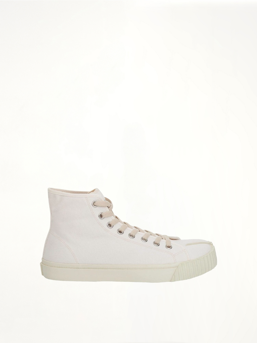 Tabi High Sneaker in White Side View | MAISON MARGIELA