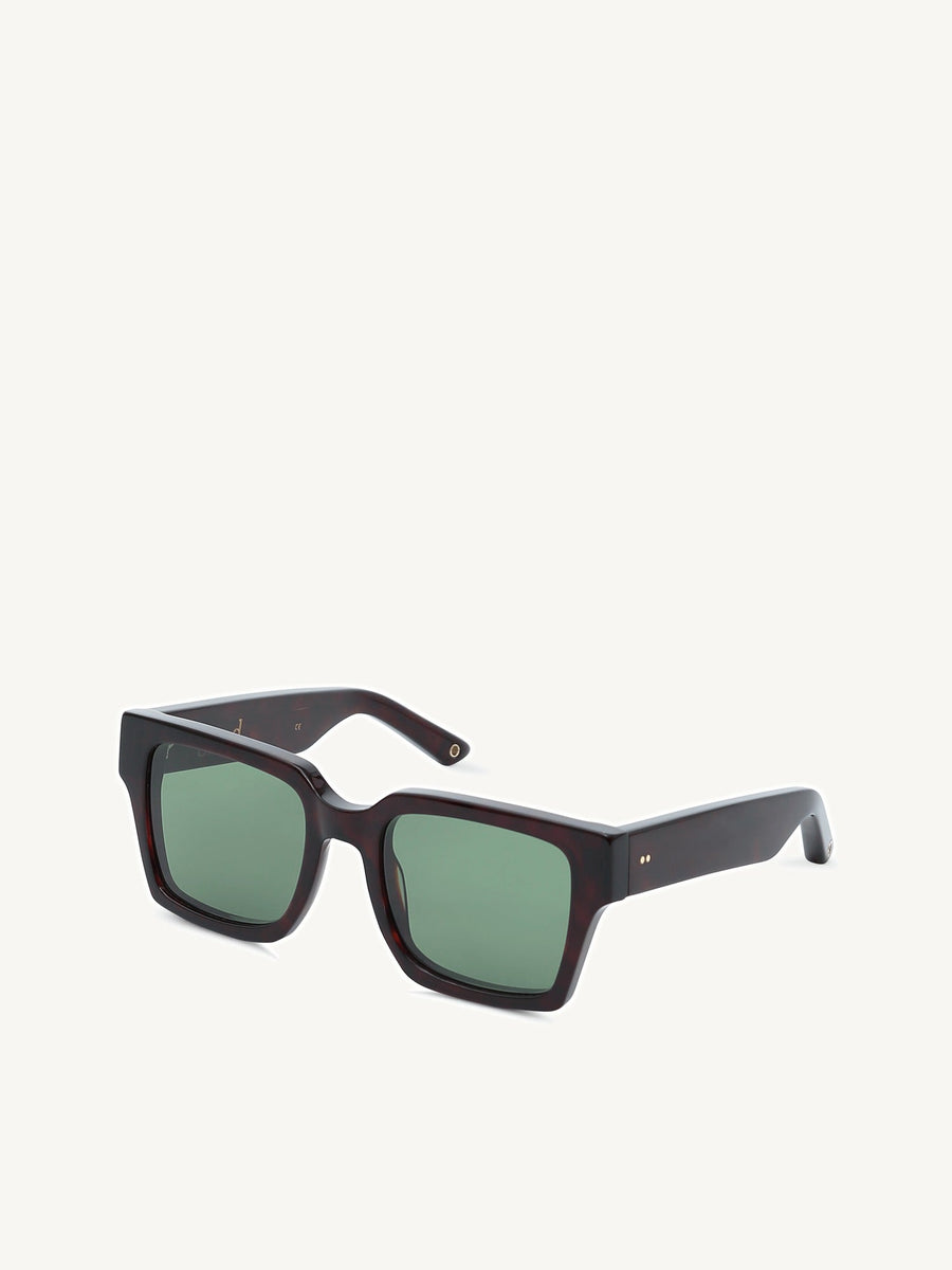 Sixteen Black Sunglass with Green Lens