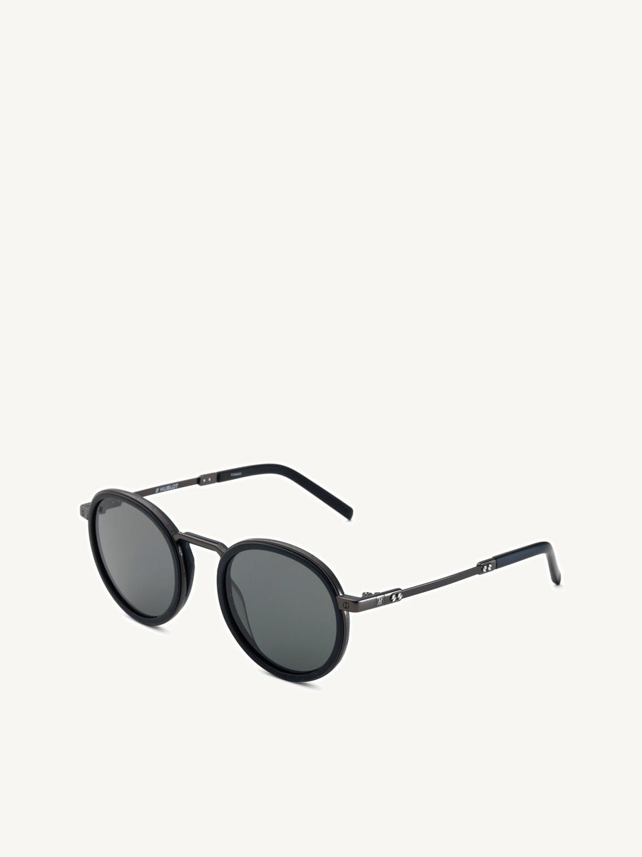 Black Matte Rounded Sunglasses with Solid Smoke Lens