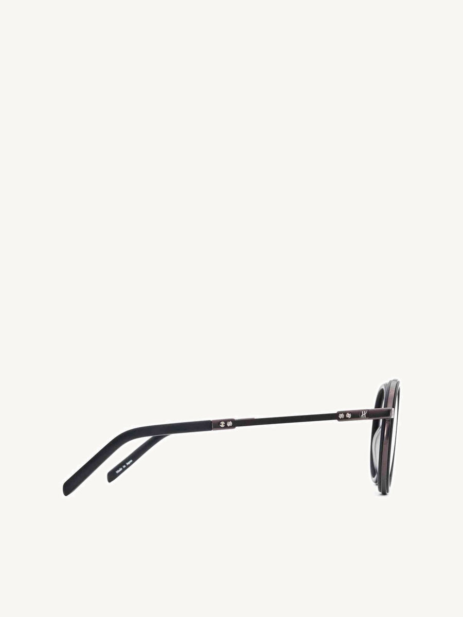 Black Matte Rounded Sunglasses with Solid Smoke Lens