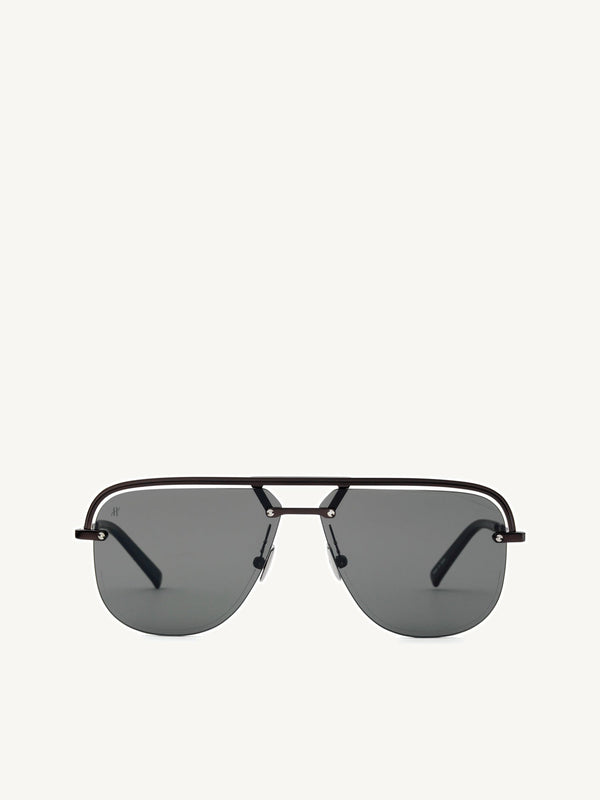 Black Matte Aviator Sunglasses with Solid Smoke Lens