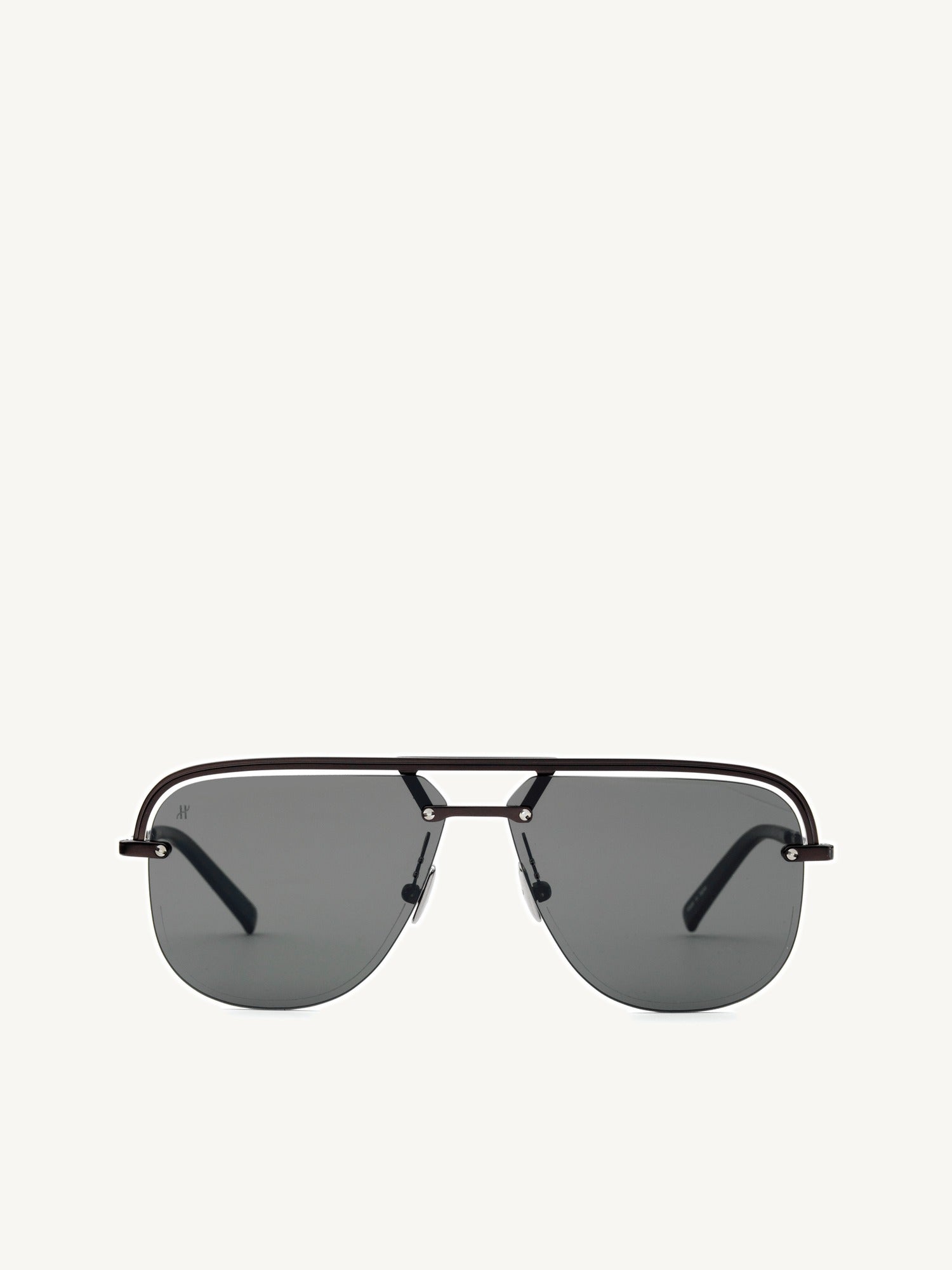 Black Matte Aviator Sunglasses with Solid Smoke Lens