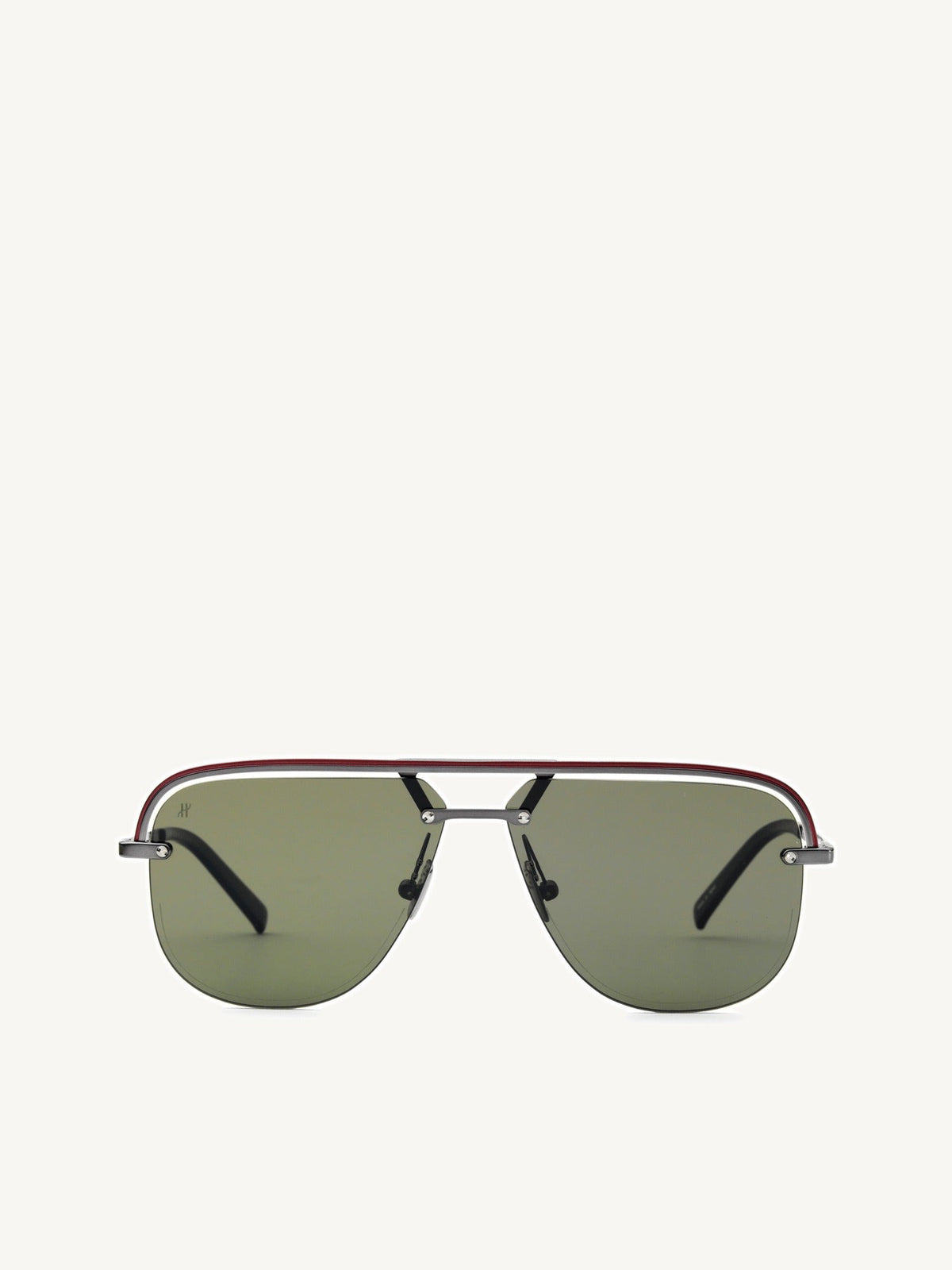 Gun Matte Aviator Sunglasses with Green Lens
