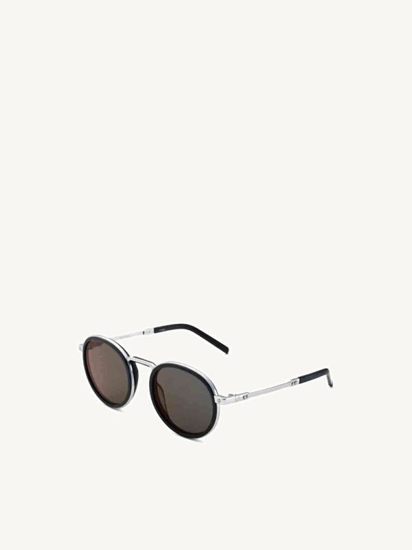 Silver Matte Rounded Sunglasses with Red Mirror Lens