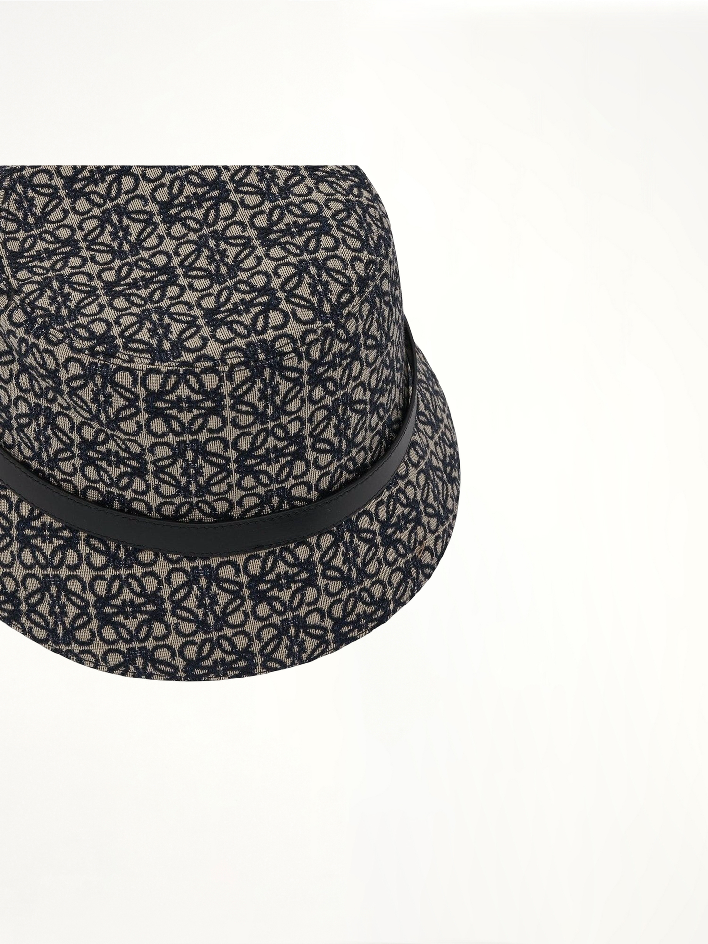 Anagram Jacquard and Calf Bucket Hat in Navy
