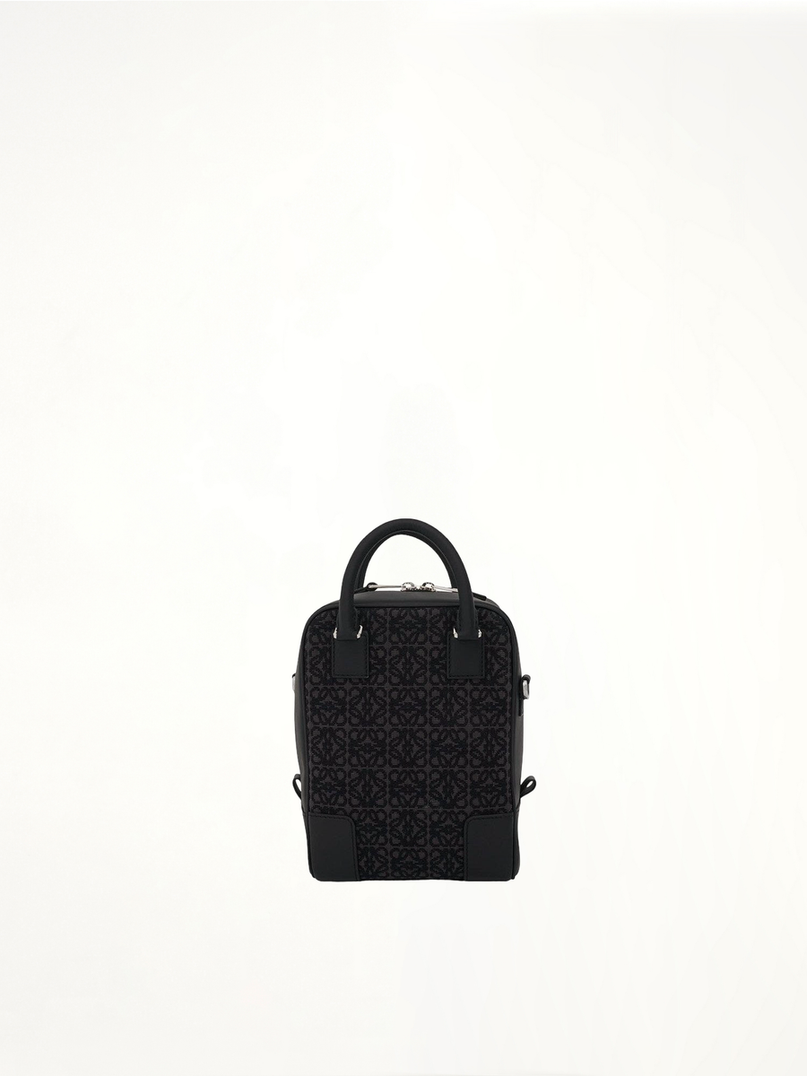 Amazona 15 Vertical Anagram in Jacquard and Calfskin in Anthracite