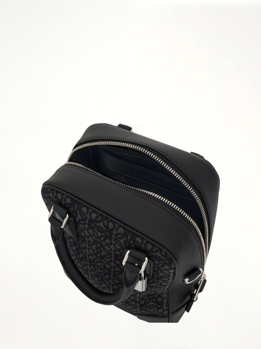 Amazona 15 Vertical Anagram in Jacquard and Calfskin in Anthracite