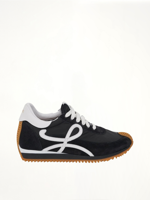 Flow Runner in Nylon and Suede in Black Side View | LOEWE