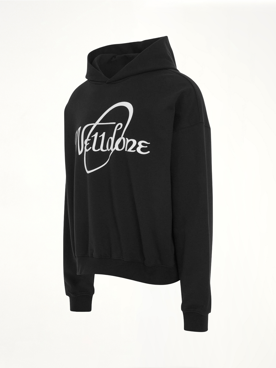 Cursive Circle Logo Hoodie in Black