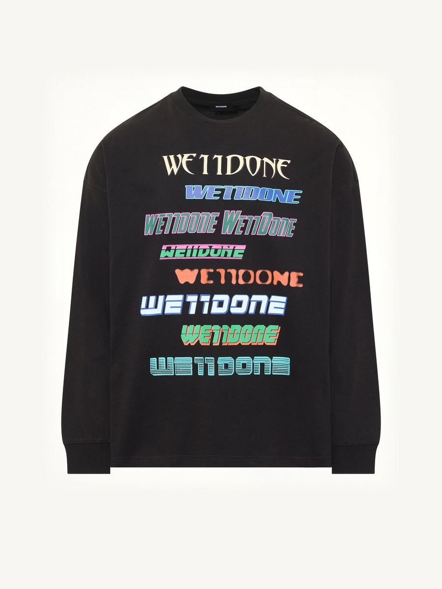 Multi Logo Long Sleeve T-Shirt in Black