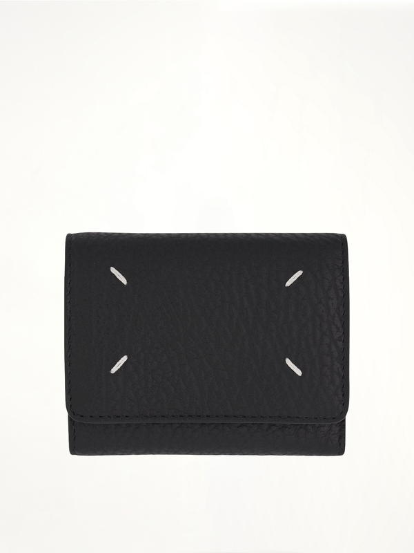 Four Stitches Tri Fold Wallet in Black