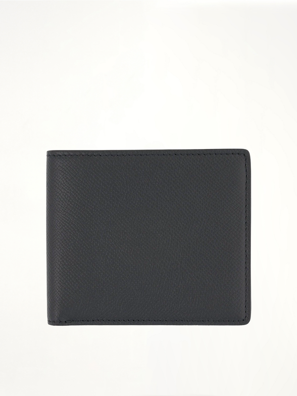 Grained Slim Bi-Fold Wallet in Black