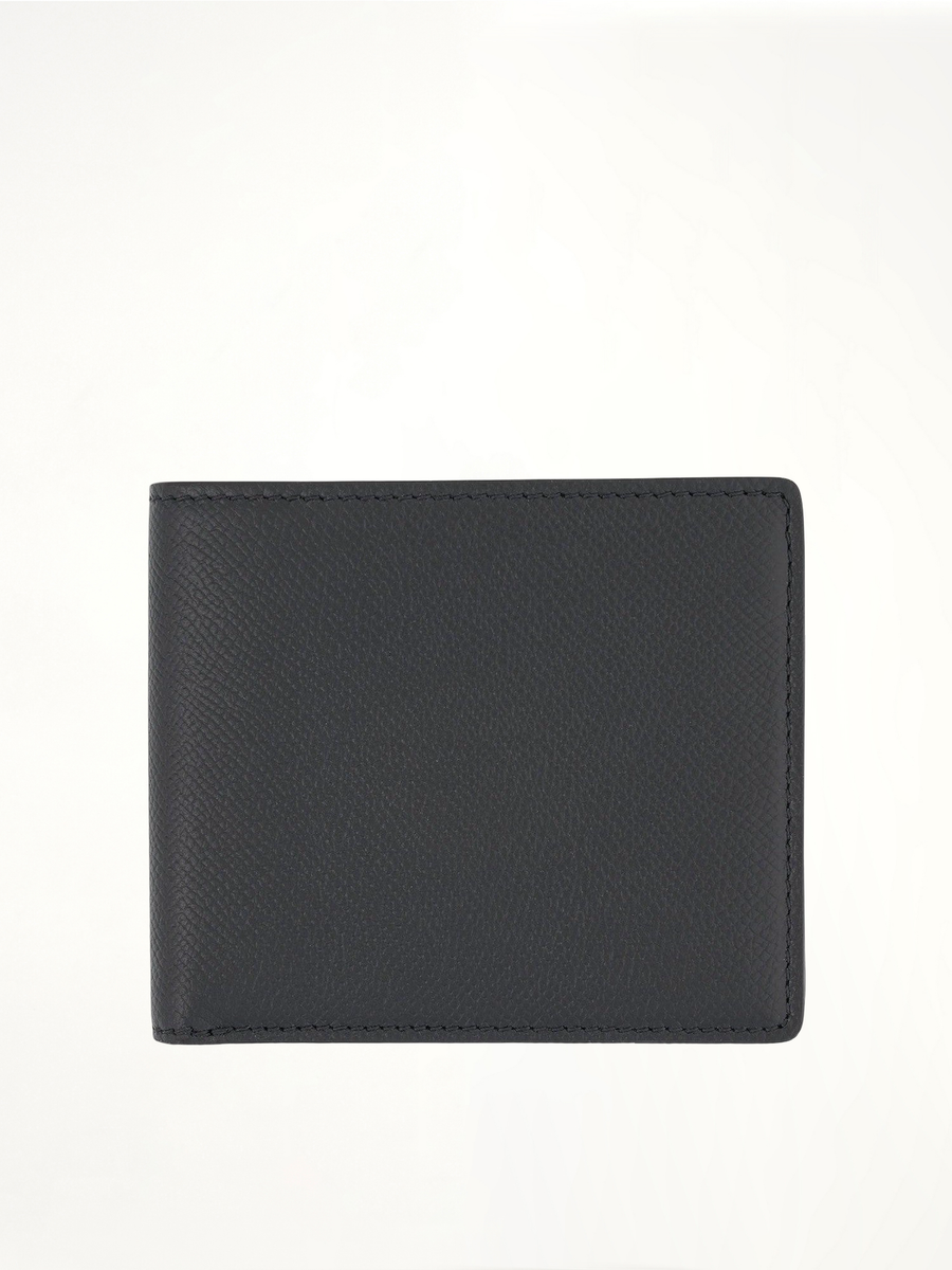 Grained Slim Bi-Fold Wallet in Black