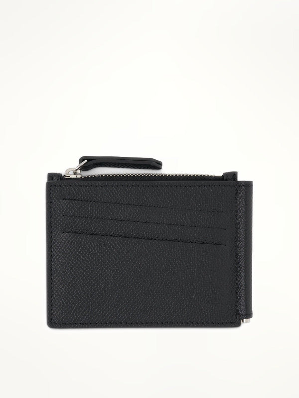 Four Stitch Logo Wallet with Zip in Black