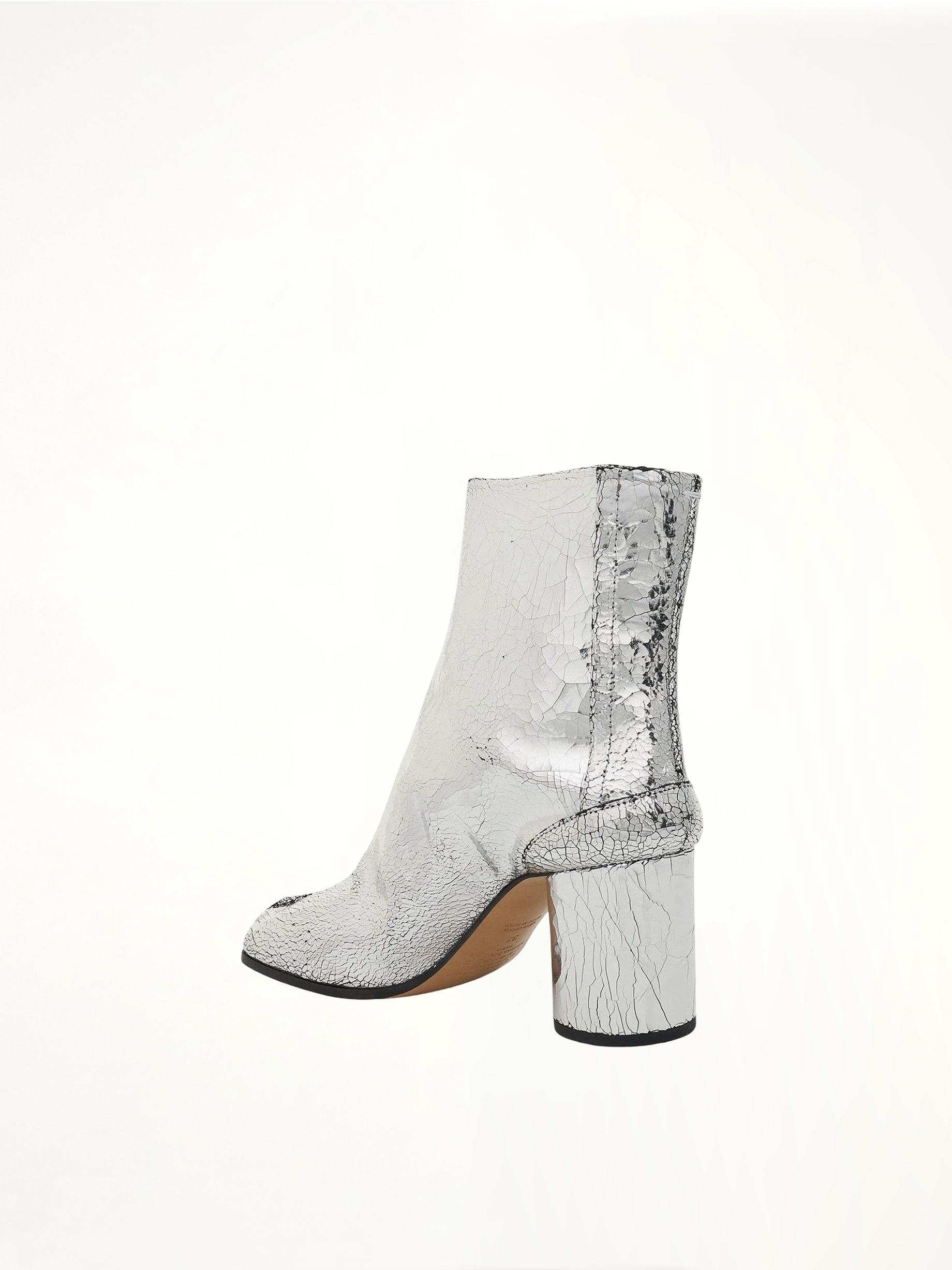 Tabi Mirror Ankle Boots 8cm in Silver Back View | MAISON MARGIELA