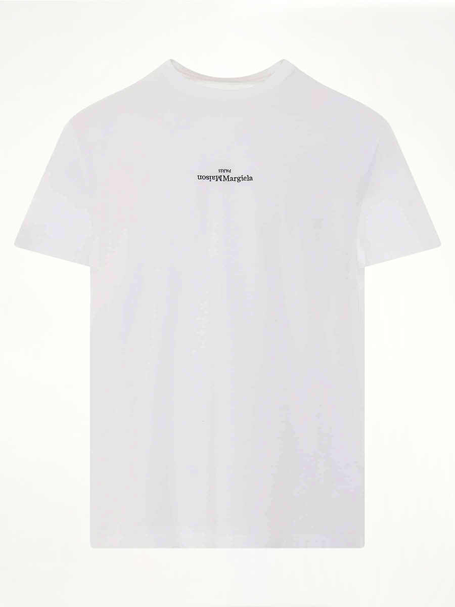 Upside Down Logo T-Shirt in White/Black