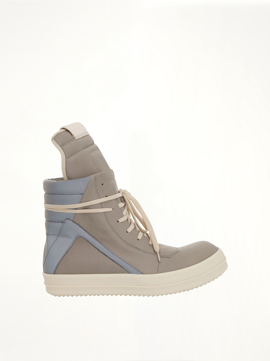 Geobasket Leather Sneaker in Pearl/Reflex Side View | RICK OWENS