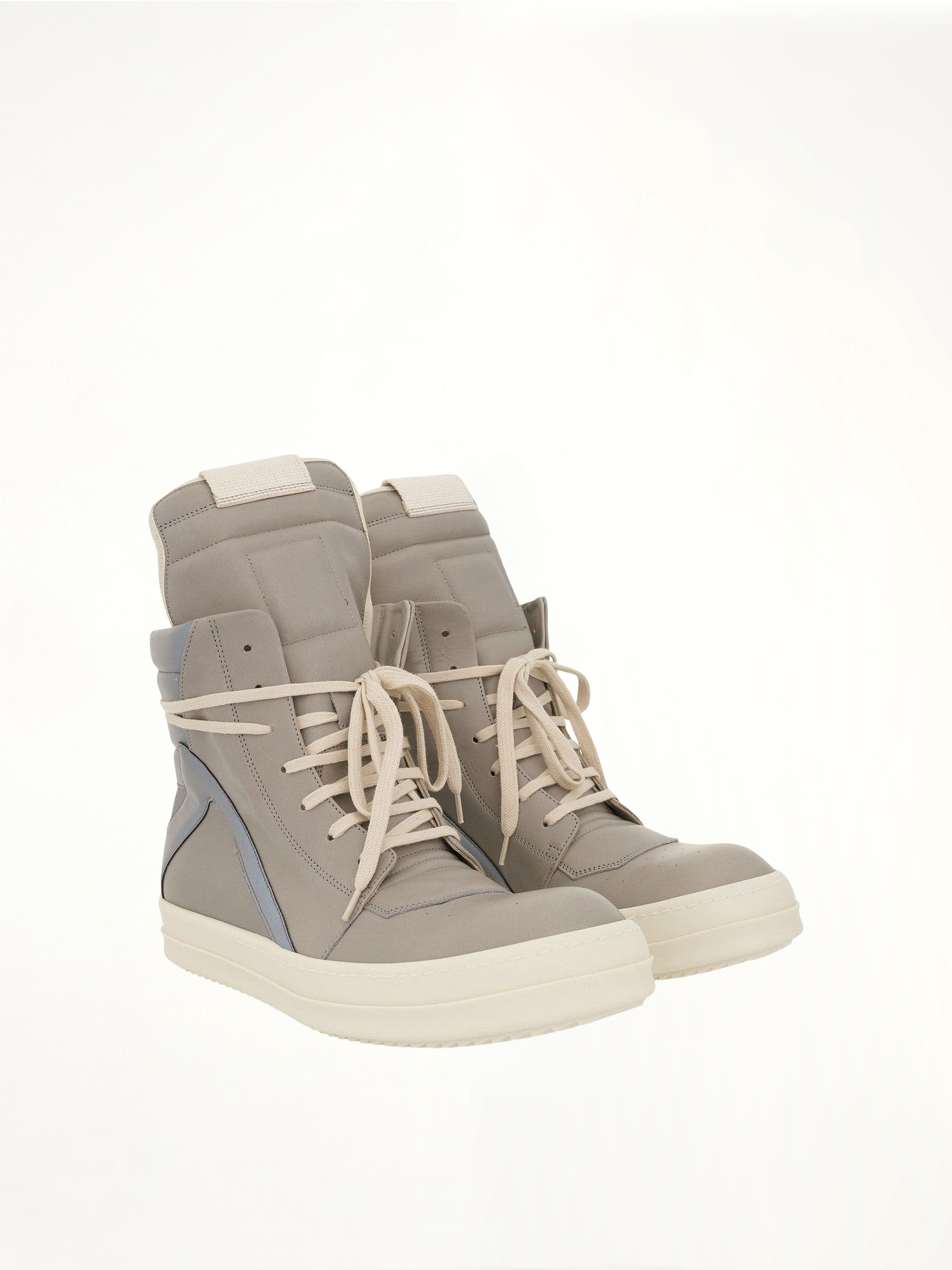 Geobasket Leather Sneaker in Pearl/Reflex Front View | RICK OWENS