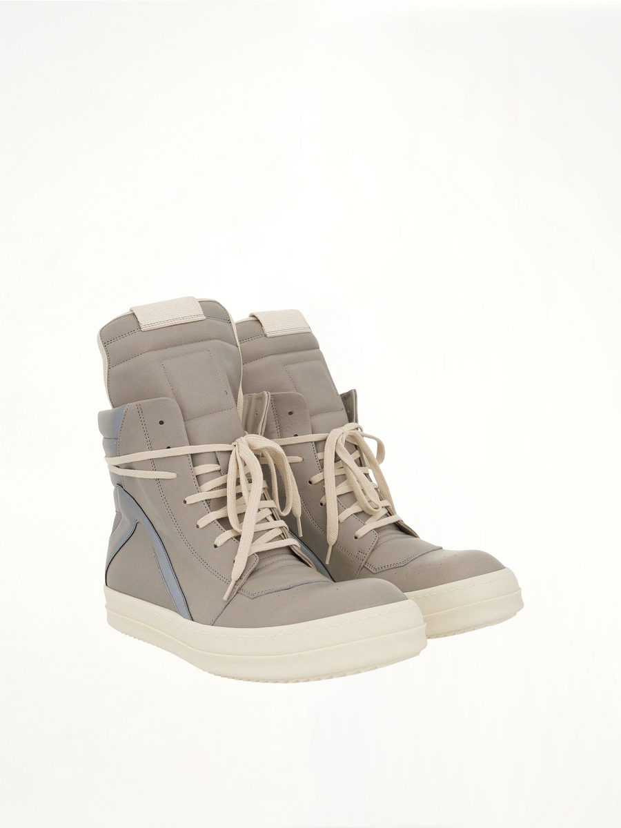 Geobasket Leather Sneaker in Pearl/Reflex Front View | RICK OWENS