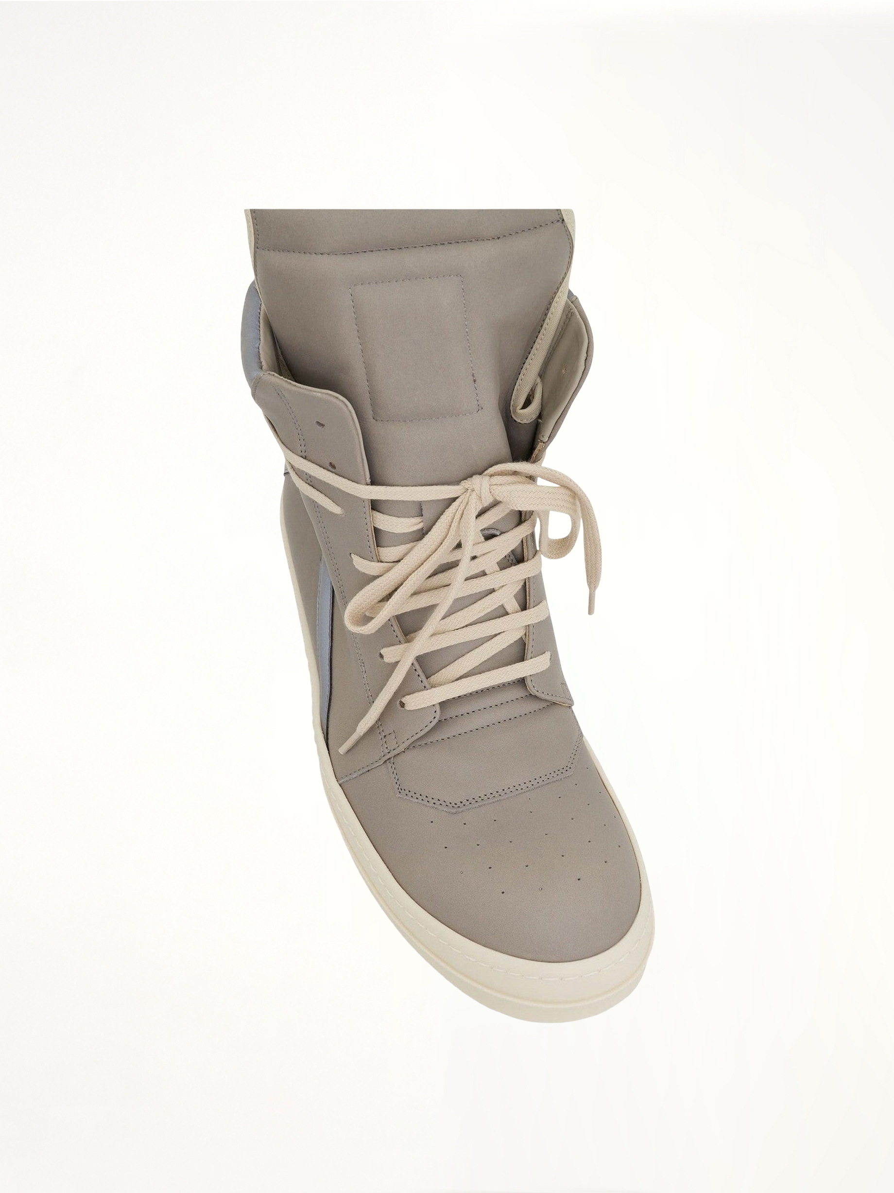 Geobasket Leather Sneaker in Pearl/Reflex Top View | RICK OWENS