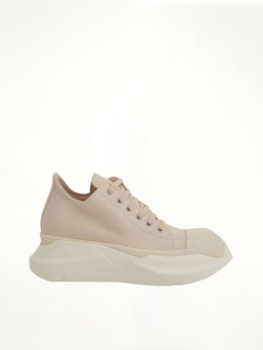 DRKSHDW Abstract Low Denim Sneakers in Natural/Milk Side View | RICK OWENS DRKSHDW