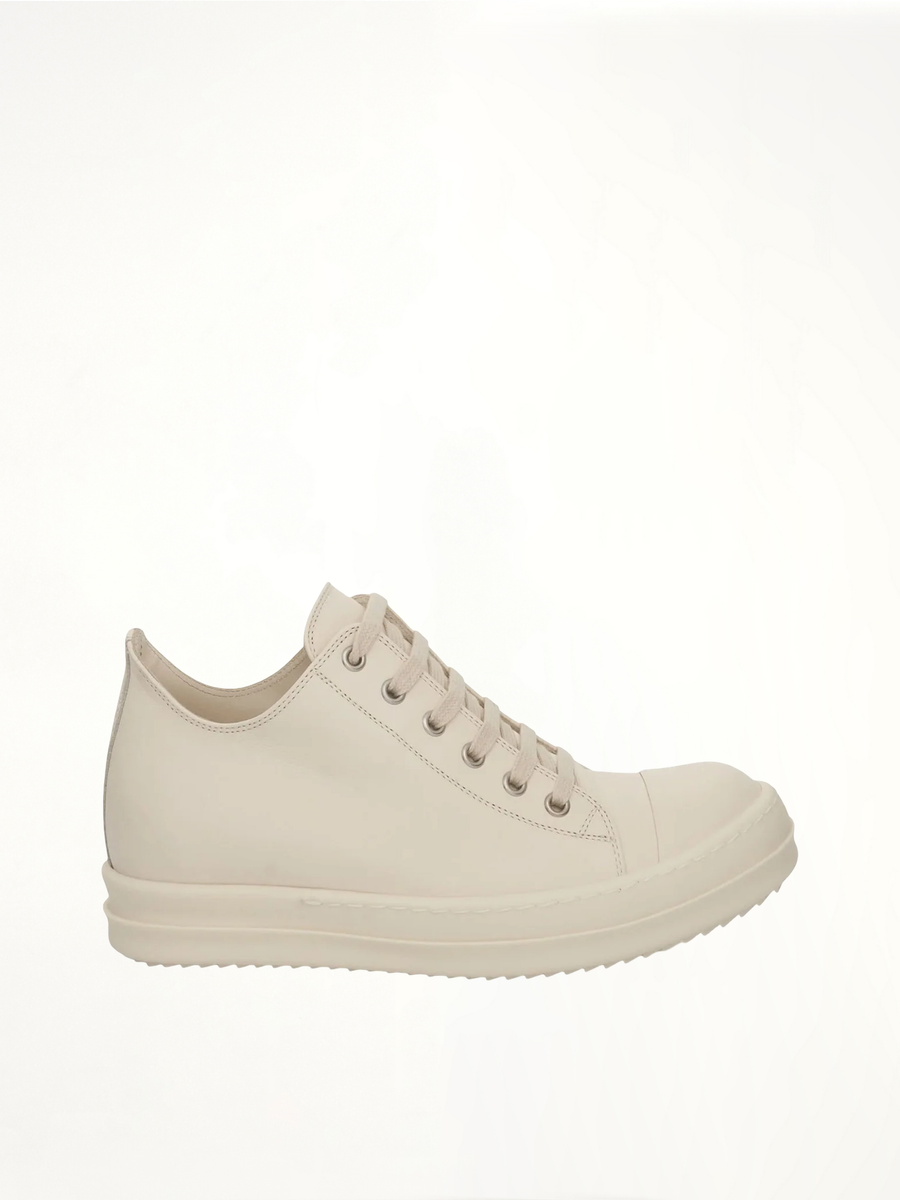 Strobe Leather Sneaker in Milk Side View | RICK OWENS
