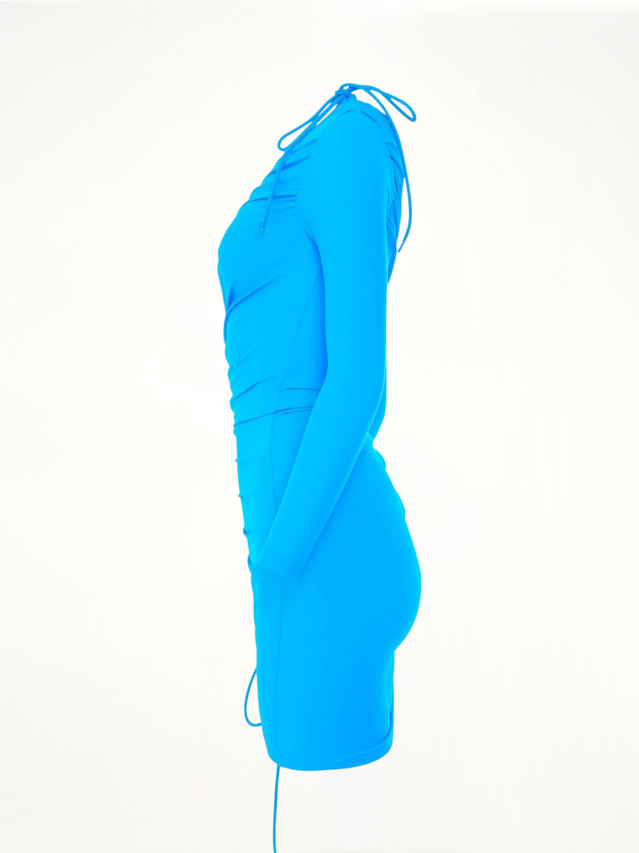 Mini Matte Spandex Dress in Cyan