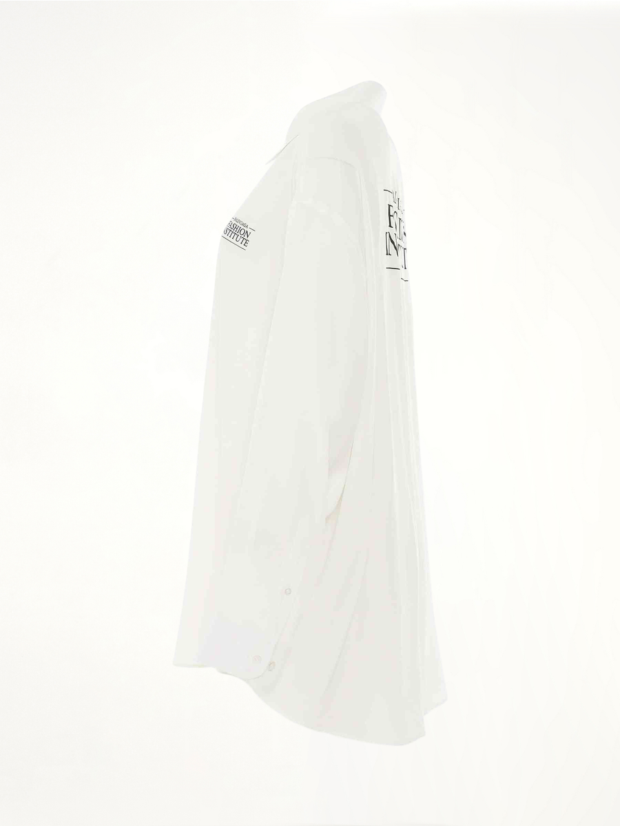 Light Silk Crepe Fluid Blouse in White