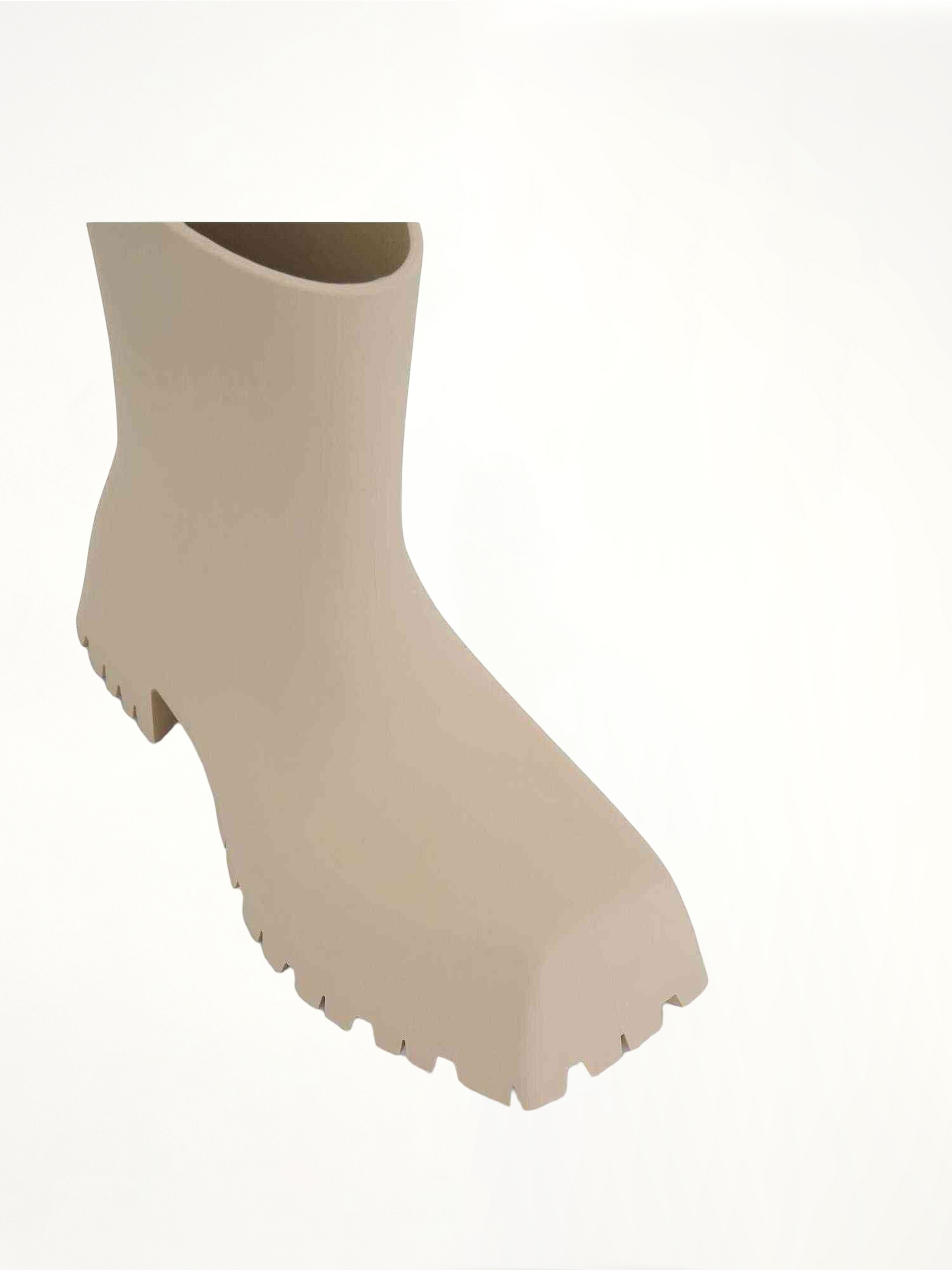Trooper Rubber Low Boot in Beige Top View | BALENCIAGA