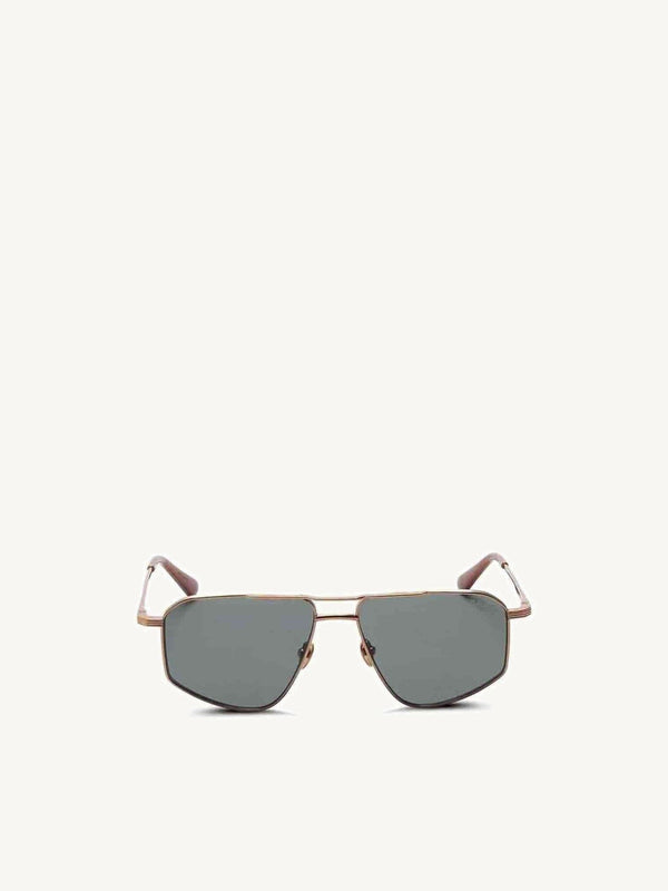 Thirty Six II Sunglasses with Green Lens in Gold Silver